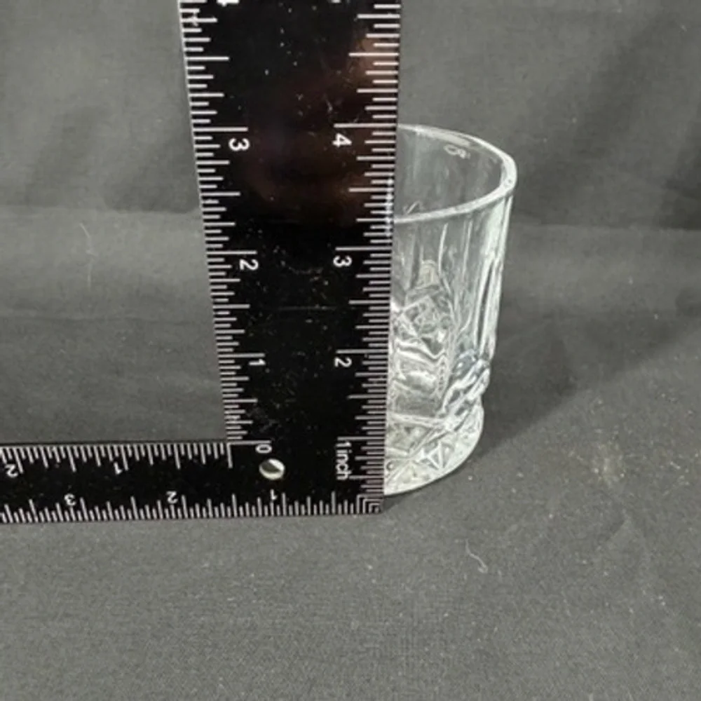 Jim Beam Black Whiskey Rocks Glasses Set of 2 Diamond Cut Clear Glass Lowball